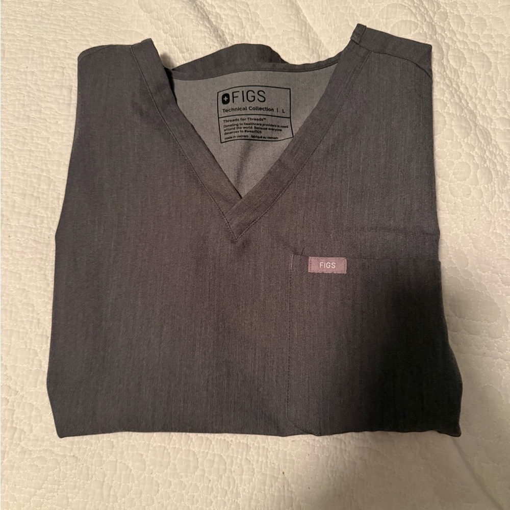 Figs Charcoal V-Neck Scrub Top